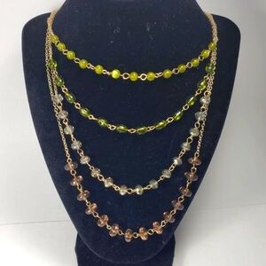 Gold tone Stylish Layered Colorful Beaded Necklace - Women's Fashion Jewelry